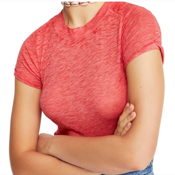 NWOT Free People We The Free Night Sky Crewneck T-Shirt Size M Red Venice - Picture 1 of 6